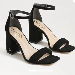 Sam Edelman Women's 9.5W Black Suede Daniella Heels Sandals Ankle Strap  New
